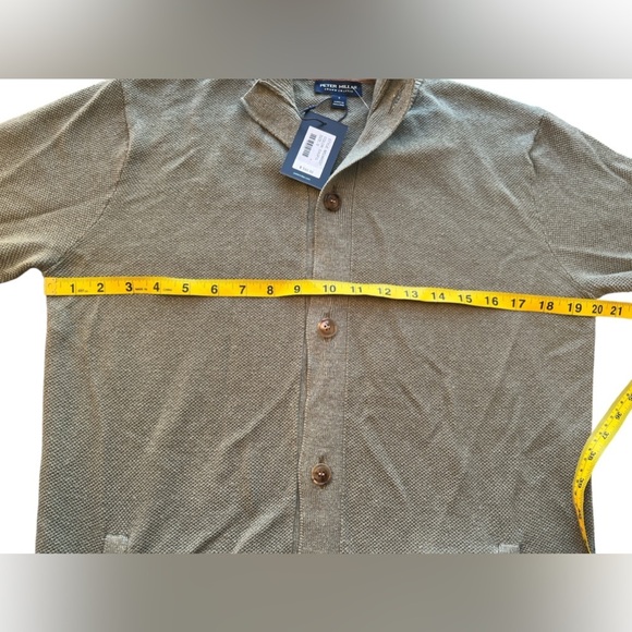 Peter Millar Glasgow Linen Wool Button Down Sweater Sage Fog Men’s Size S NWT - Picture 4 of 6